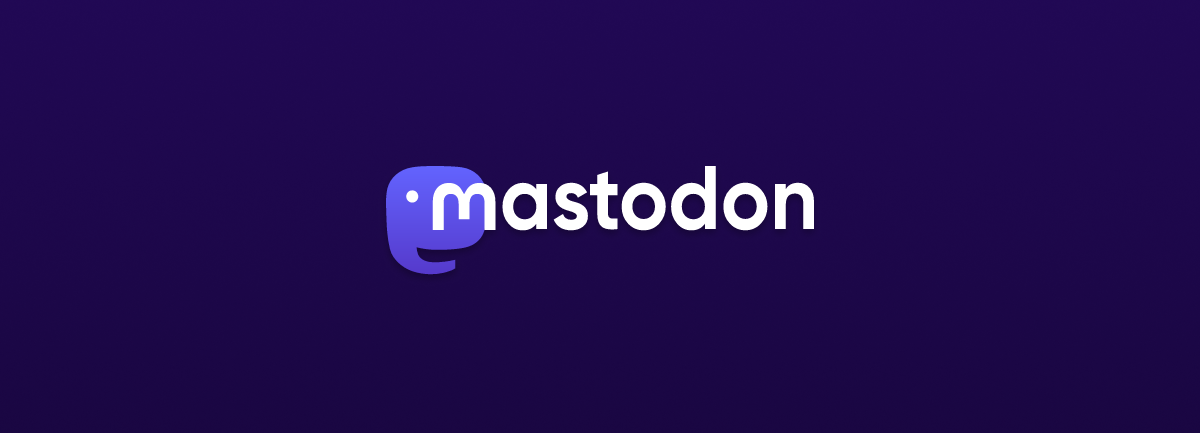 Mastodon Name and Logo on a Purple Background
